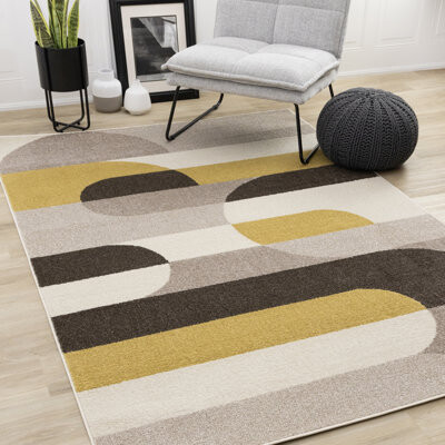 Corrigan Studio Eluna Solid Non Slip Rugs With Frieze Pile Organic Area Rug Geometric Floor Carpet Mats