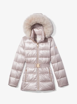 michael kors quilted nylon belted puffer coat