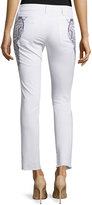 Thumbnail for your product : Escada Embroidered Skinny Cropped Jeans, White
