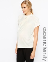 Thumbnail for your product : ASOS Maternity Crepe Top with High Neck and Pleat Front