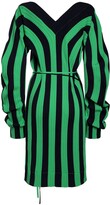 Thumbnail for your product : Bottega Veneta Striped Linen Blend Rib Knit Wrap Dress