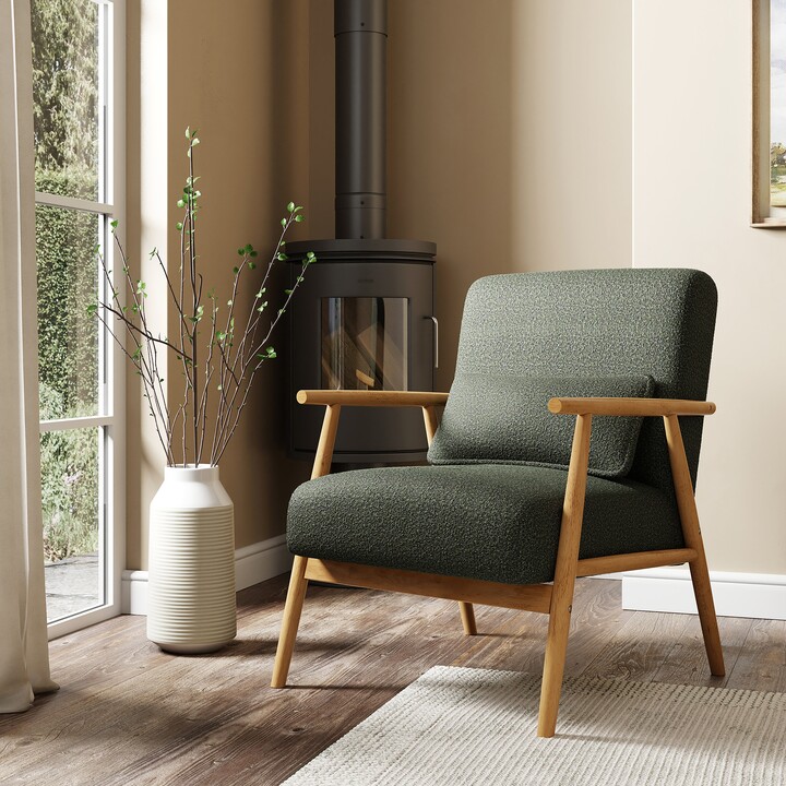 Dunelm Alpine Boucle Spindle Wooden Arm Accent Chair green ShopStyle