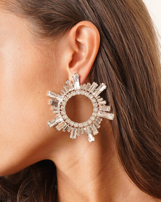 Amina Muaddi Begum white crystal earrings
