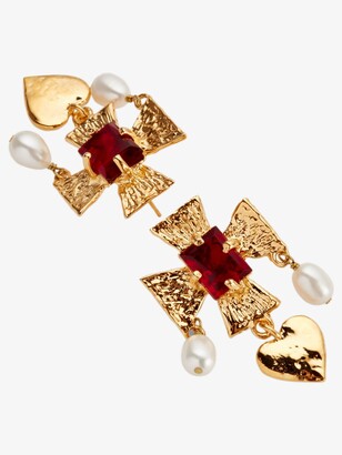 MONDO MONDO Gold-Plated Cardinal Pearl Drop Earrings