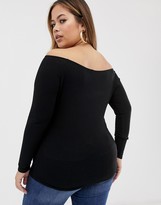 Thumbnail for your product : ASOS Curve DESIGN Curve ultimate off shoulder long sleeve top in black