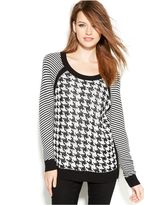 Thumbnail for your product : Vince Camuto Mixed-Stitch Houndstooth Sweater
