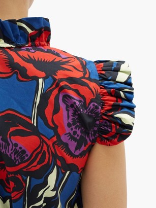 La DoubleJ Short & Sassy Floral-print Silk-satin Dress - Blue Print