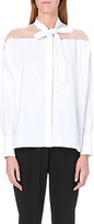 Thumbnail for your product : Valentino Sheer-detail pussybow cotton shirt