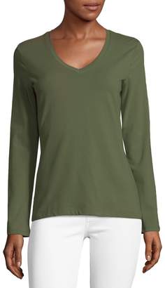 Lord & Taylor Classic Long-Sleeve Stretch-Cotton Top