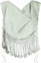 Thumbnail for your product : CARAVANA Draped Cowl Neck Fringe Top