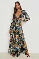 Thumbnail for your product : boohoo Floral Cut Out Open Back Maxi Dress