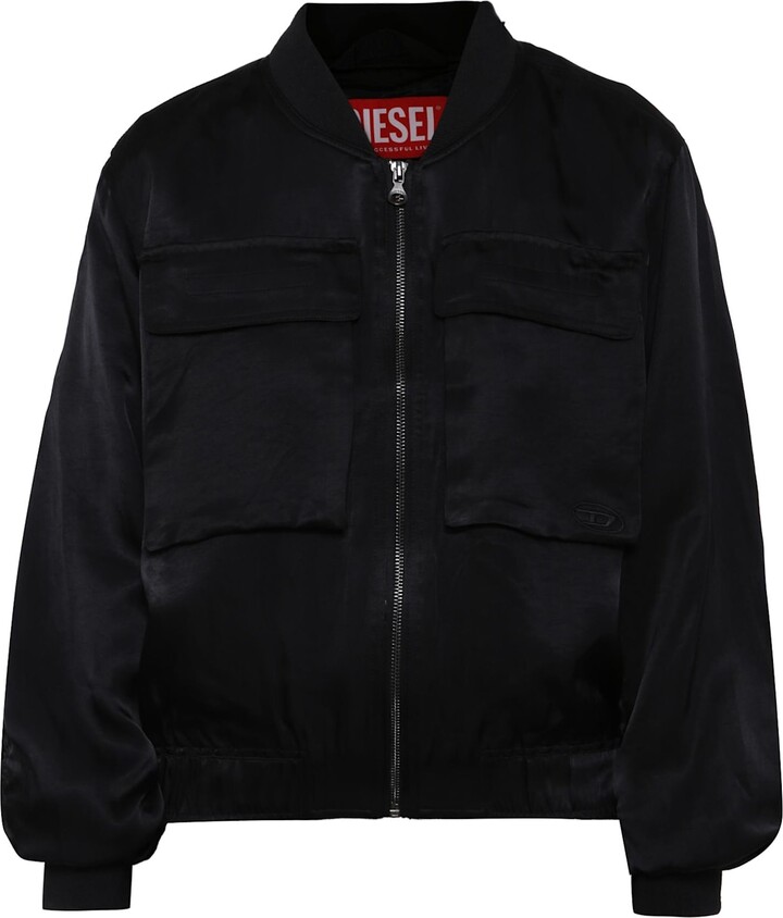 Diesel Black Bomber Jacket For Boy With Logo
