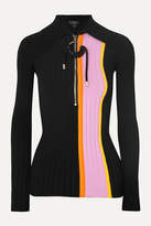 Thumbnail for your product : Ellery The Trip Striped Ribbed-knit Top - Black