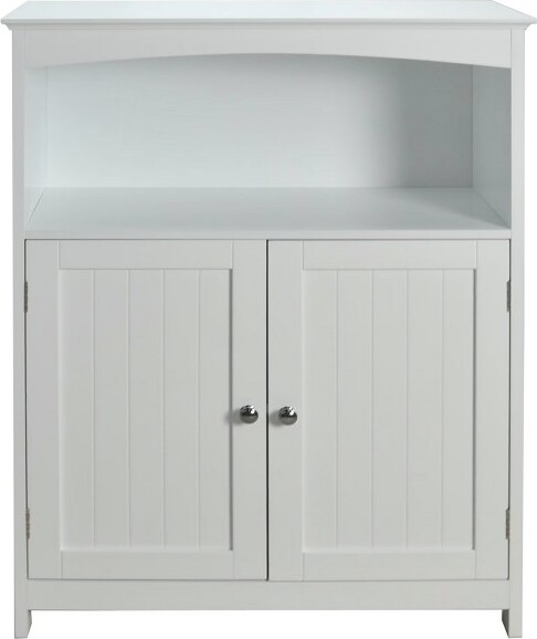 Redmon RedmonDoubleDoorBathroomFloorCabinetwithOpenShelfStorage,White