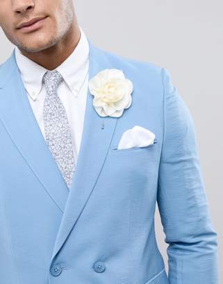ASOS Design DESIGN slim tie and pocket square in grey floral