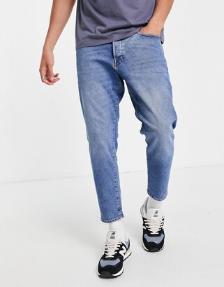 Se insekter smart Vend tilbage Selected relaxed crop jean in stone wash blue with cotton - ShopStyle