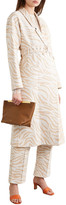 Thumbnail for your product : Sally LaPointe Belted Double-breasted Cotton-blend Zebra-jacquard Coat
