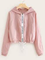 Thumbnail for your product : Shein Letter Print Zip Up Windbreaker Sports Jacket