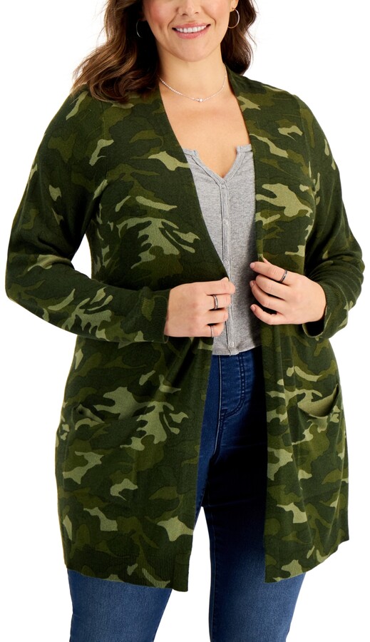 plus size camo sweater