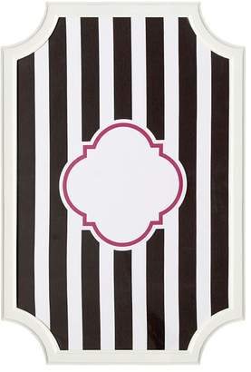 Pottery Barn Teen Scallop Framed Monogram Pinboard, Black Stripes, Horizontal