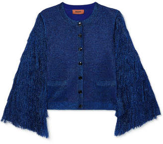 Missoni Fringed Metallic Knitted Cardigan - Royal blue