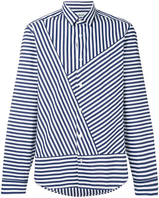 Kenzo asymmetric striped shirt - men - Cotton - 39