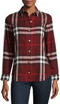 Thumbnail for your product : Burberry Long-Sleeve Button-Front Check-Flannel Shirt, Red