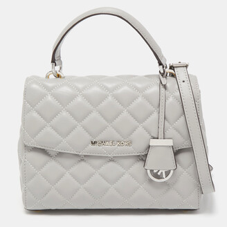 Michael Kors Grey Quilted Leather Small Ava Top Handle Bag - ShopStyle