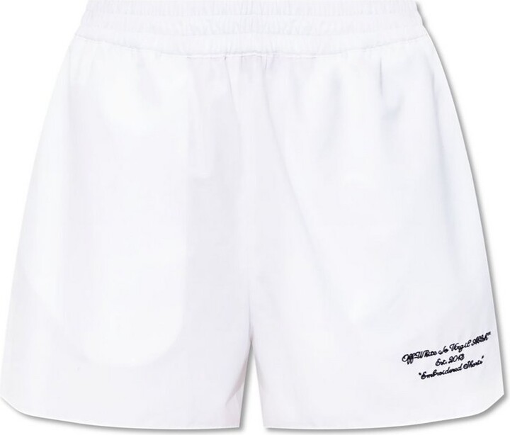 Off-White Logo Embroidered Poplin Shorts