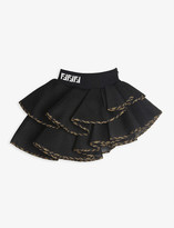 Thumbnail for your product : Fendi FF-trim frilled mesh skirt 4-14 years