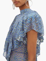 Thumbnail for your product : Preen by Thornton Bregazzi Lyla Graphic-print Ruffled Devore Maxi Dress - Blue