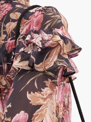 Zimmermann Lucky Floral-print Silk-chiffon Mini Dress - Pink Multi