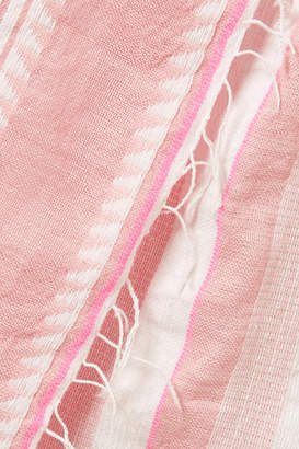 Lemlem Lulu Wrap-effect Striped Cotton-blend Gauze Mini Skirt - Antique rose