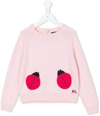 Ralph Lauren Kids ladybug embroidered jumper