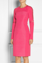 Thumbnail for your product : DKNY Leather-trimmed stretch-ponte dress