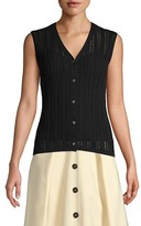 Thumbnail for your product : Donna Karan Sleeveless Button-Front Loose-Weave Knit Top
