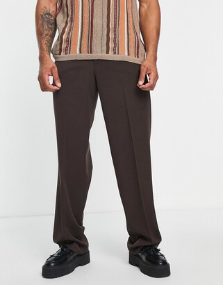 ASOS DESIGN wide smart sweatpants in chocolate brown
