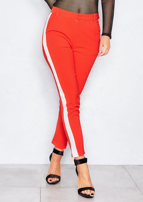 Missy Empire Ella Red Side Striped Trousers