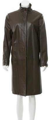 Burberry Leather Knee-Length Coat