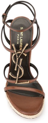 Saint Laurent Monogram Strappy Wedge Sandals