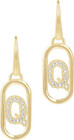 Diamonique Paperclip Link Initial Earrings, 14K K Gold Plated
