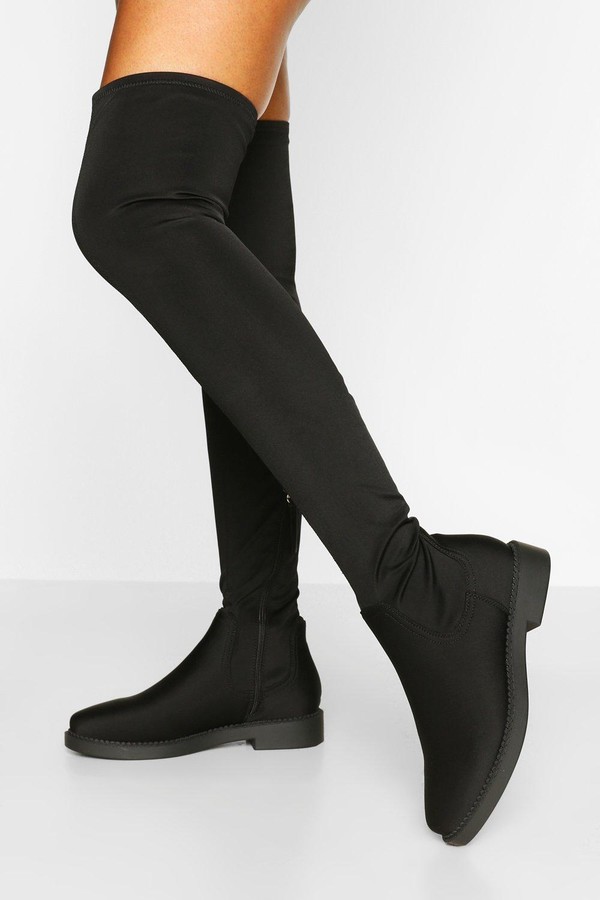 flat thigh high boots uk
