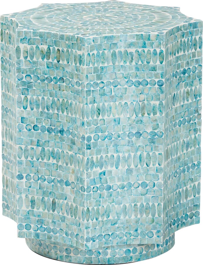 Baxton Studio Olesia Modern Bohemian Mosaic Teal Mother of Pearl End Table
