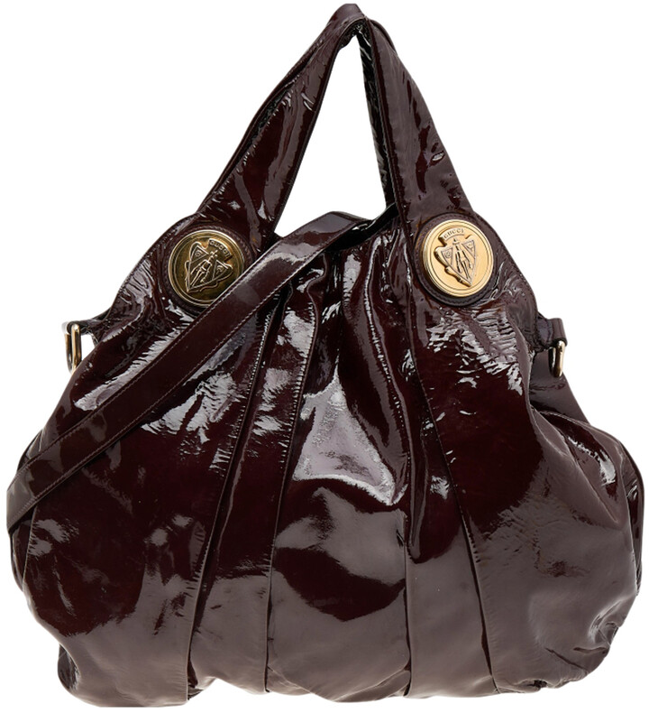 Gucci Hysteria Burgundy Patent Leather Totes Bag