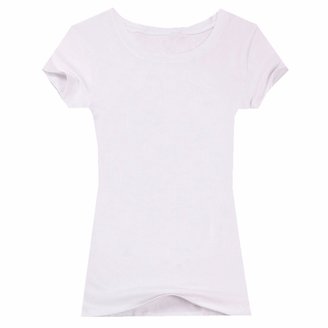 WINSON New Women'S Short Sleeve Casual Solid T-Shirt Tee Blouse Slim Tops Round Collar