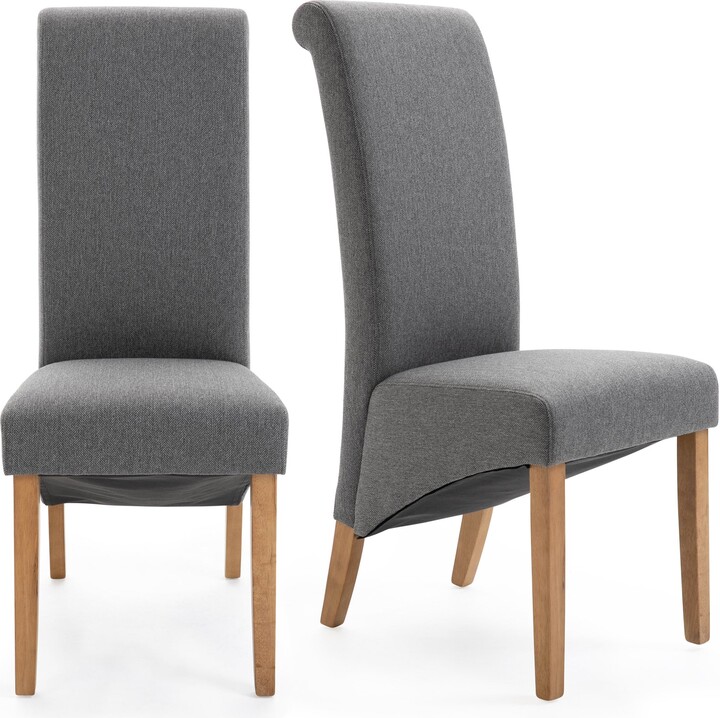 Dunelm Chester Set of 2 Dining Chairs, Herringbone Fabric Grey ShopStyle