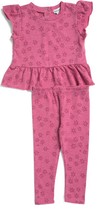 TJMAXX Infant Girls Painterly Floral Top And Pants Set, Cotton/Polyester