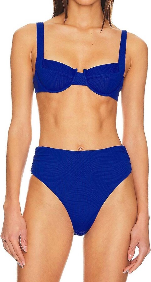 FELLA Casanova Textured Jersey Bikini Top In Blue