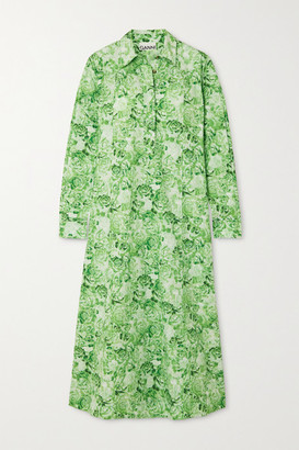 Ganni Floral-print Cotton-poplin Midi Shirt Dress