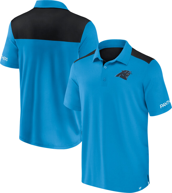 Men's Fanatics Blue/Black Carolina Panthers Colorblock Polo